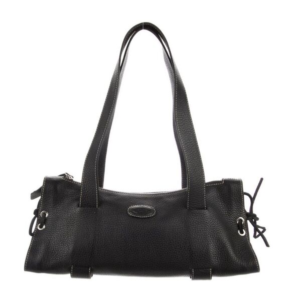 Tod's Handbags - TOD’S Grained Leather Shoulder Bag. Black.